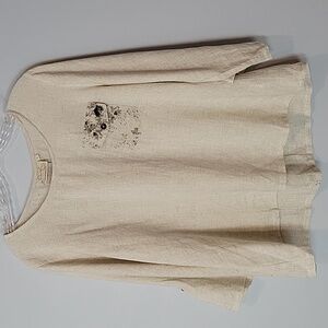 Women's Cream Blouse with Pocket Detail